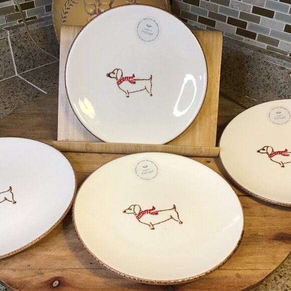 New Dachshund set of 4 plates 8.5" made in Portugal - Picture 3 of 3